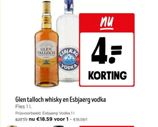 Promotie: Glen talloch whisky en Esbjaerg vodka