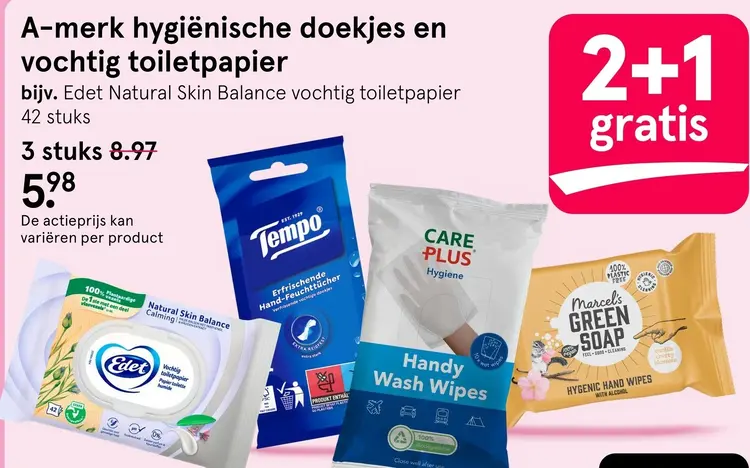 Aanbieding: Hygiënische doekjes en vochtig toiletpapier