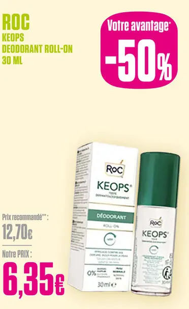 Offre: RoC Keops Déodorant Roll-On 30ml