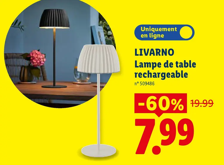 Offre: Lampe de table rechargeable