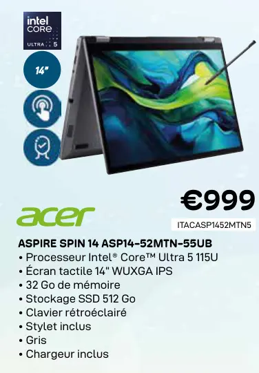Offre: Acer aspire spin 14 asp14-52mtn-55ub