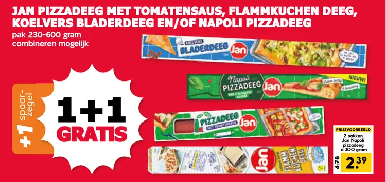 Aanbieding: Pizzadeeg met tomatensaus, flammkuchen deeg, koelvers bladerdeeg en/of napoli pizzadeeg
