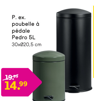 Aanbieding: Poubelle à pédale Pedro 5 litres - vert foncé - 30xØ20,5 cm