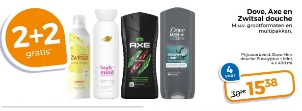 Aanbieding: Dove, Axe en Zwitsal douche
