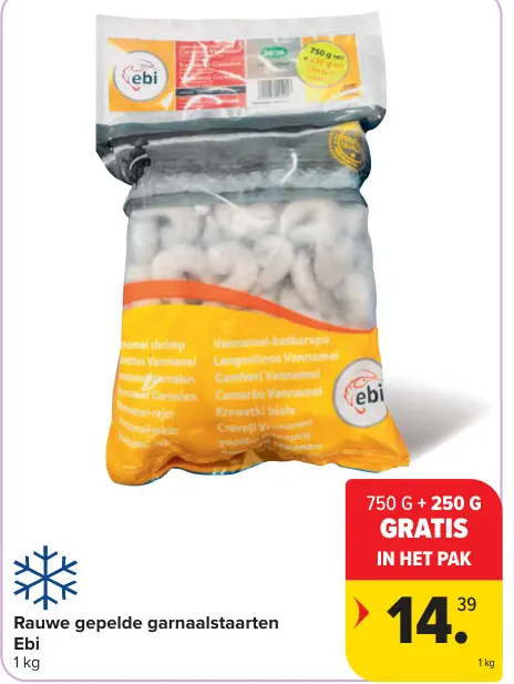 Promotie: Rauwe gepelde garnaalstaarten