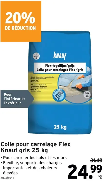 Offre: Colle pour carrelage Flex Knauf gris 25 kg