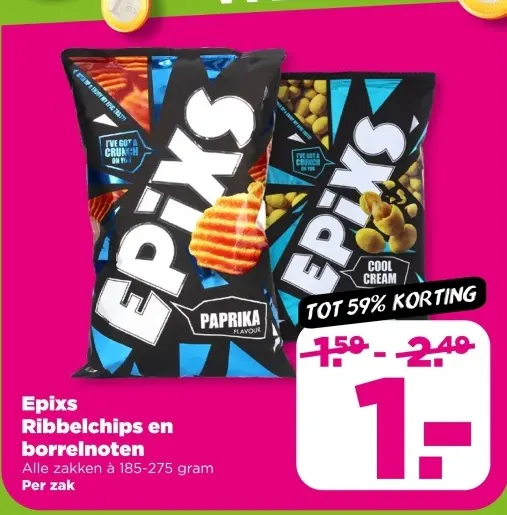Ribbelchips en borrelnoten