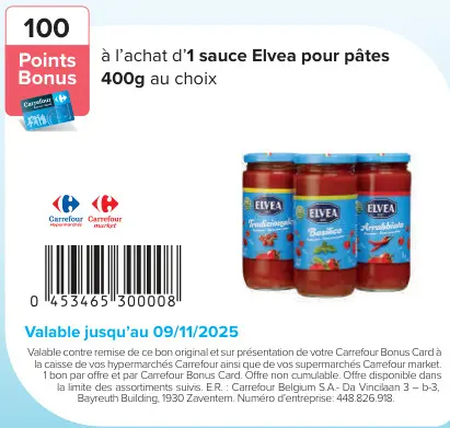 Offre: sauce pour pâtes