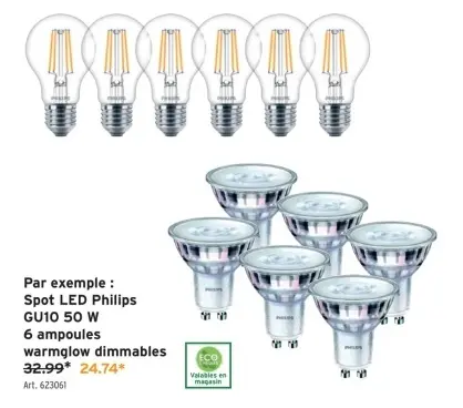 Offre: Spot LED Philips GU10 50 W