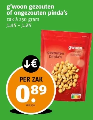 Aanbieding: Gezouten of ongezouten pinda's