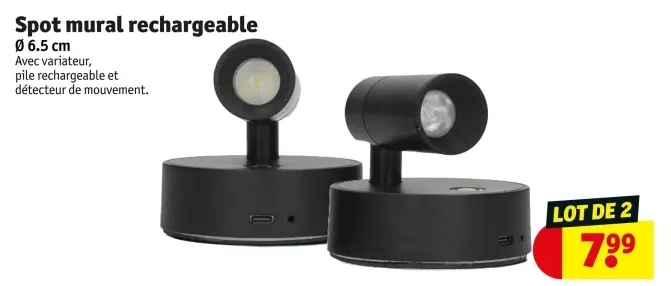 Offre: Spot mural rechargeable