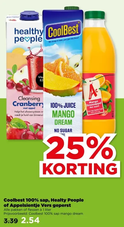 Aanbieding: Coolbest 100% sap, Healty People of Appelsientje Vers Geperst