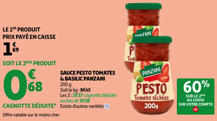 Promotie: Sauce pesto tomates & basilic