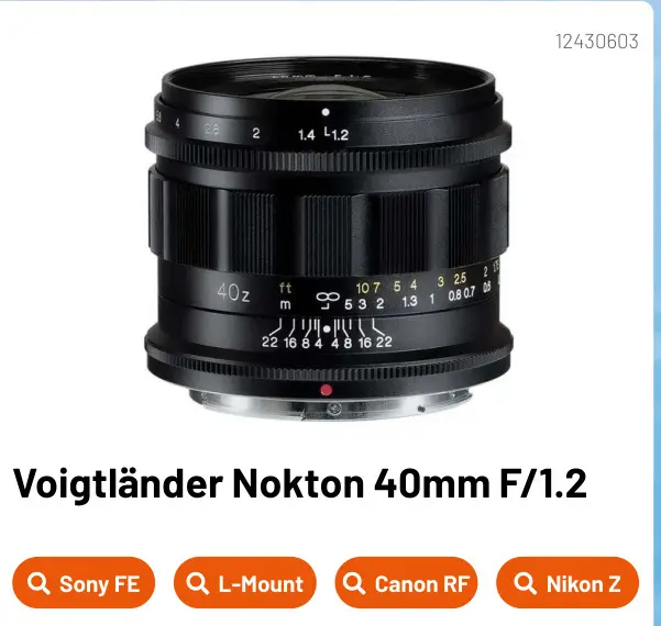 Aanbieding: Nokton 40mm F/1.2