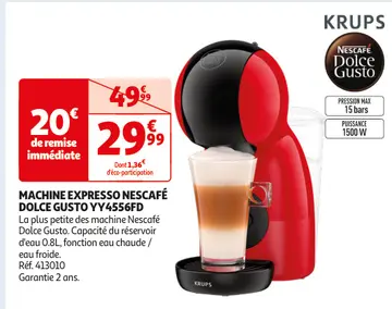 Offre: MACHINE EXPRESSO NESCAFÉ DOLCE GUSTO YY4556FD