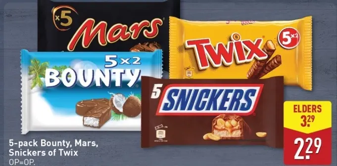 Aanbieding: Bounty, Mars, Snickers of Twix