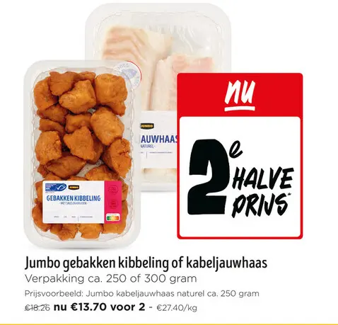 Promotie: Gebakken kibbeling of kabeljauwhaas