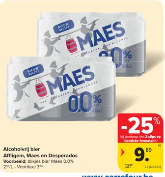 Aanbieding: Alcoholvrij bier Affligem, Maes en Desperados