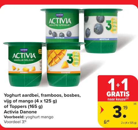 Promotie: Yoghurt aardbei, framboos, bosbes, vijg of mango