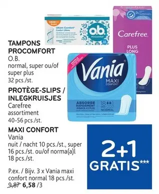 Offre: Tampons procomfort / protège-slips / maxi con