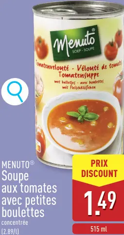 Offre: Soupe aux tomates avec petites boulettes