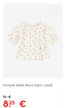 Offre: tunique bébé fleurs blanc cassé