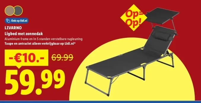 Aanbieding: Ligbed met zonnedak