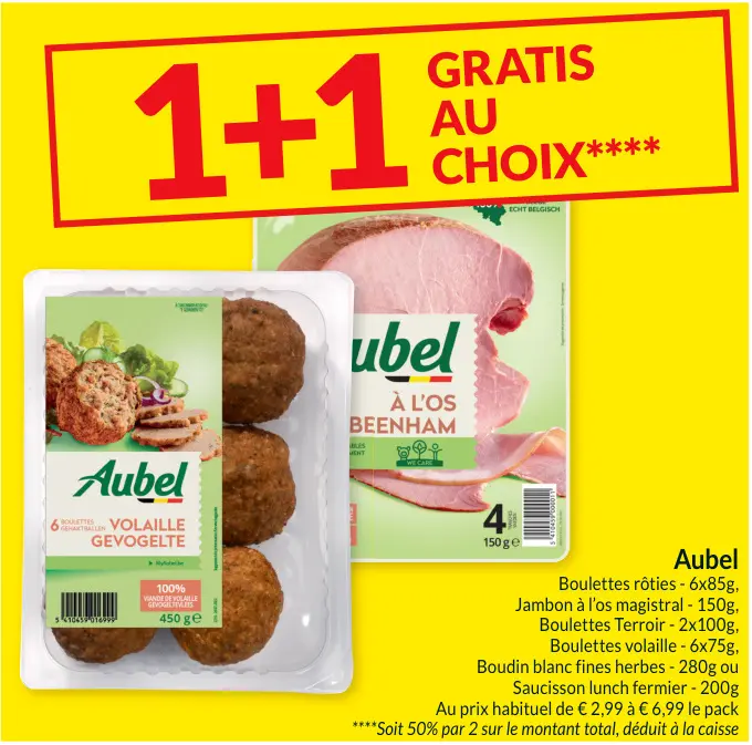 Offre: Aubel Boulettes rôties, Jambon à l'os magistr