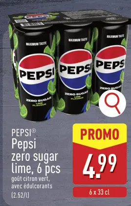 Offre: Pepsi zero sugar lime