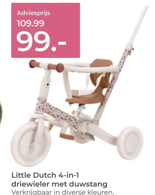 Aanbieding: 4-in-1 driewieler met duwstang