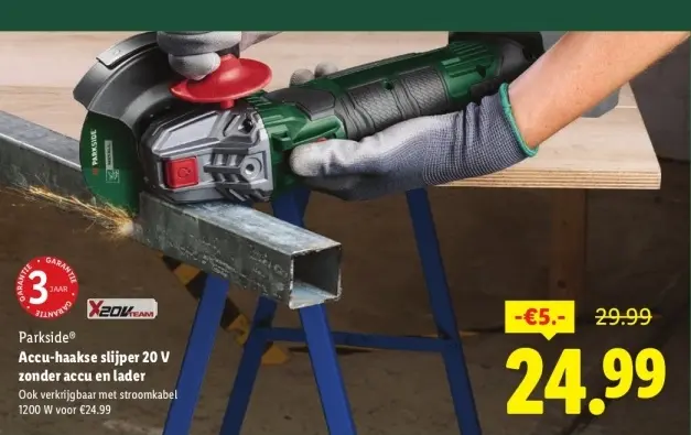 Aanbieding: Accu-haakse slijper 20 V