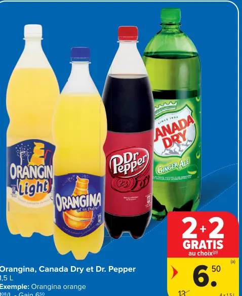 Offre: Orangina, Canada Dry et Dr. Pepper