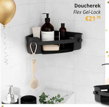 Aanbieding: Doucherek FLEX GEL-LOCK Hoek Zwart