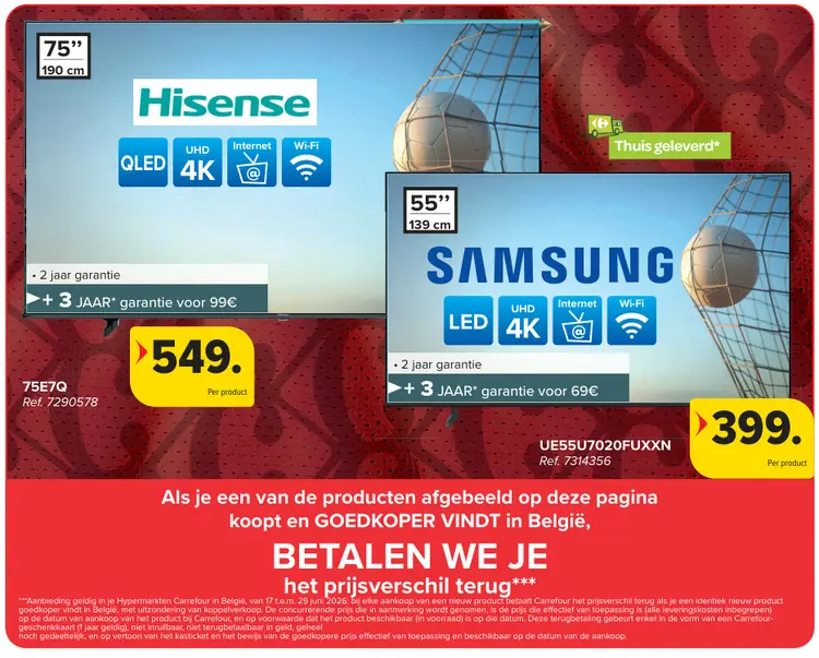 Promotie: Hisense 75E7Q of Samsung UE55U7020FUXXN