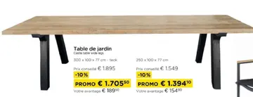 Offre: Table de jardin Castle table wide legs