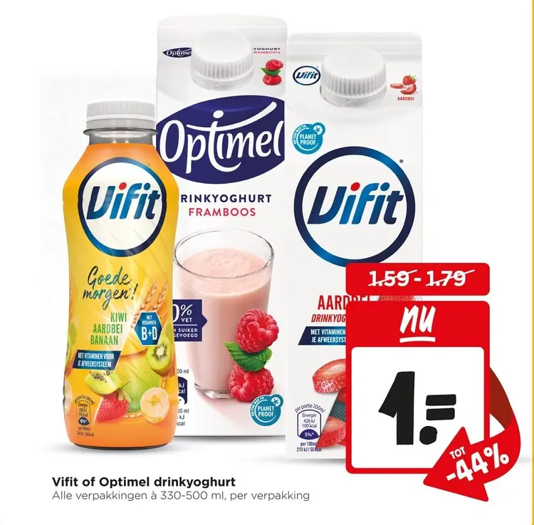 Aanbieding: Vifit of Optimel drinkyoghurt
