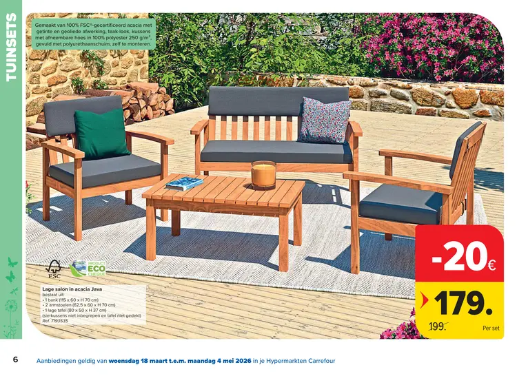 Promotie: Lage salon in acacia Java