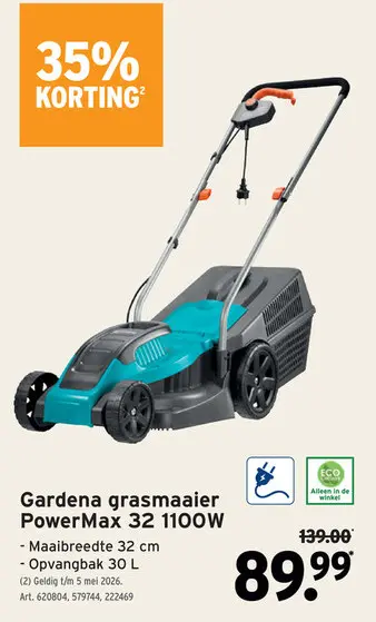 Promotie: Gardena grasmaaier PowerMax 32 1100W