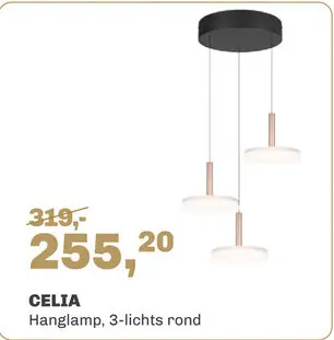 Aanbieding: Hanglamp Celia 3 lichts rond