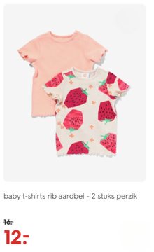 Aanbieding: baby t-shirts rib aardbei perzik
