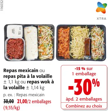 Offre: Repas mexicain ou repas pita à la volaille