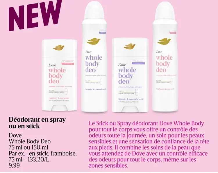 Offre: Déodorant en spray ou en stick