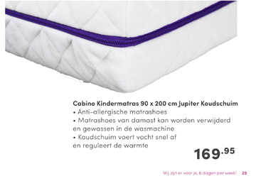 Aanbieding: Cabino Kindermatras 90 x 200 cm Jupiter Koudschuim