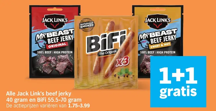 Aanbieding: Jack Link's beef jerky en BiFi