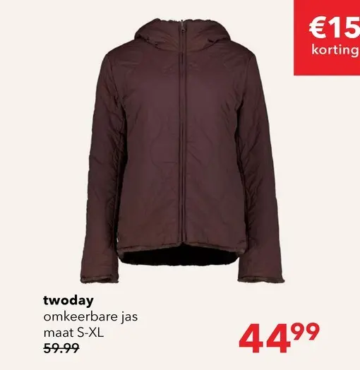 Aanbieding: TwoDay reversible dames winterjas met imitatiebont bruin