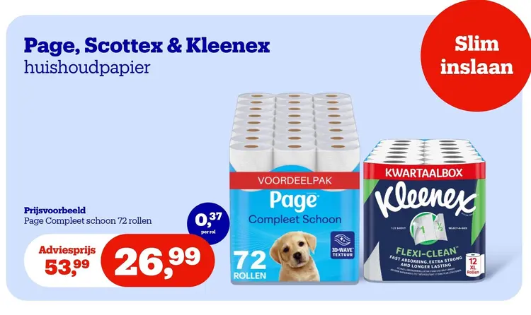 Promotie: Page, Scottex & Kleenex huishoudpapier