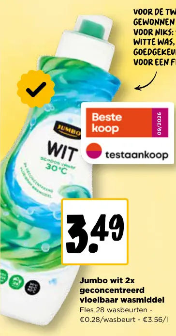 Promotie: Jumbo Wit 2x geconcentreerd vloeibaar wasmiddel