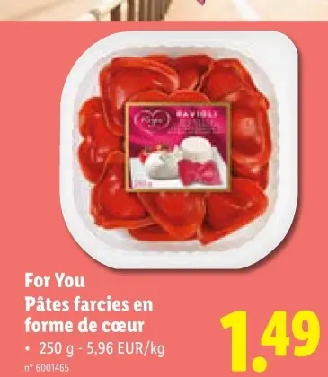 Offre: Pâtes farcies en forme de cœur