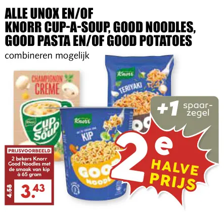 Aanbieding: Alle Unox en/of Knorr Cup-a-Soup, Good Noodles, Good Pasta en/of Good Potatoes