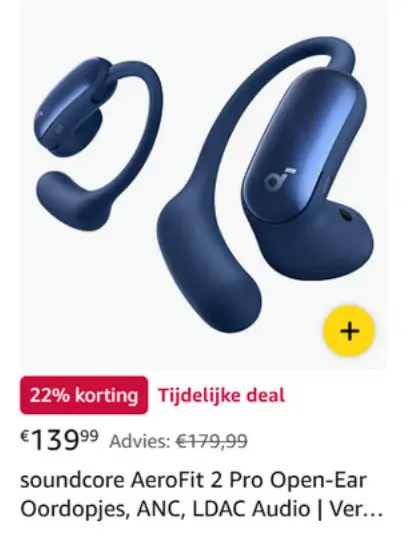 Aanbieding: soundcore  AeroFit 2 Pro Open-Ear Oordopjes, ANC, LDAC Audio